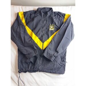 US Army Black Yellow Athletic Jacket Full Zip Track Jacket Men's Size Medium